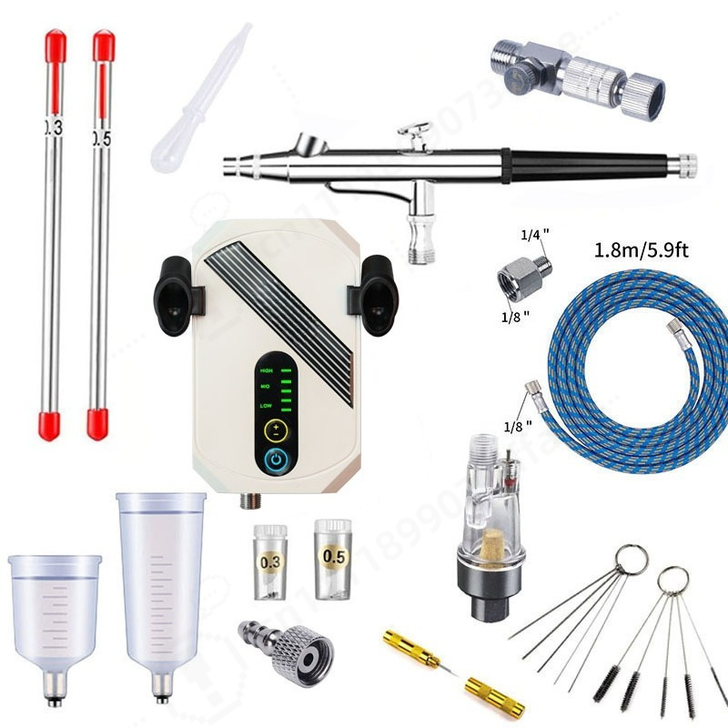 Mini Airbrush Compressor Kit,  - đánh giá và giá Paint Model Kit